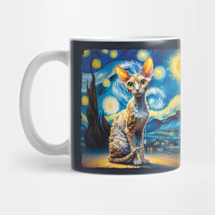 Cornish Rex Starry Night Inspired - Artistic Cat Mug